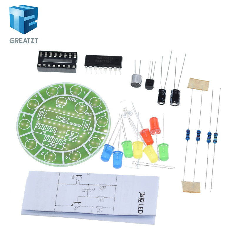 Diy Electronics Lab - GREATZT CD4017 Colorful Voice Control Rotating