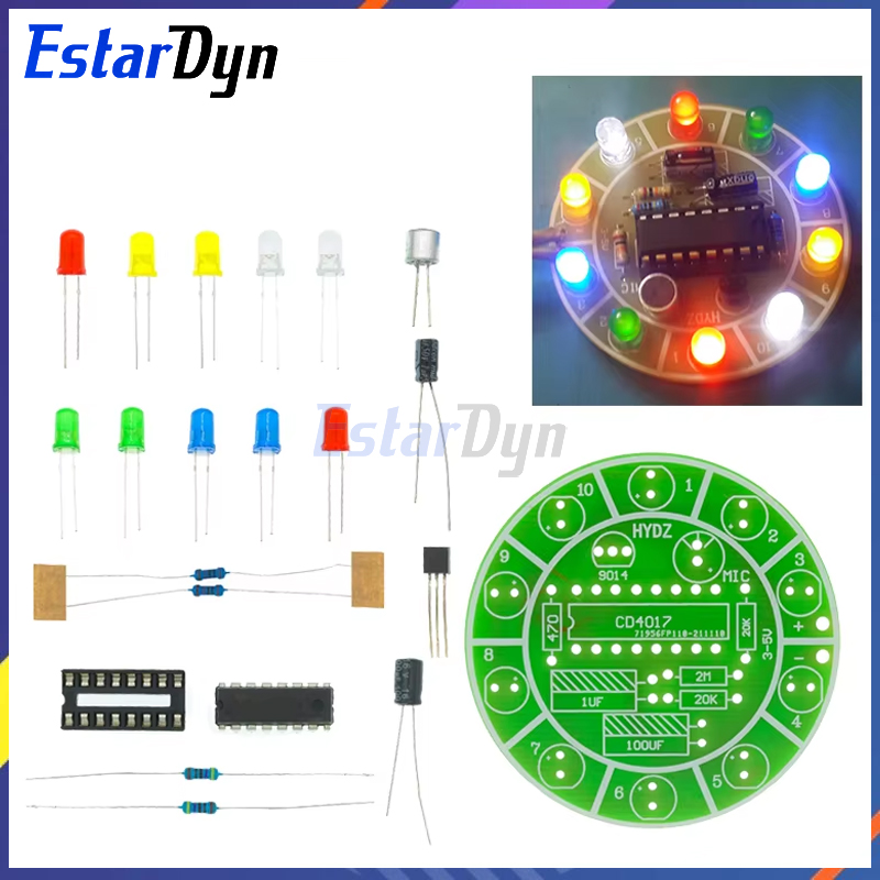 Diy Electronics Lab - Estardyn CD4017 colorful voice control rotating