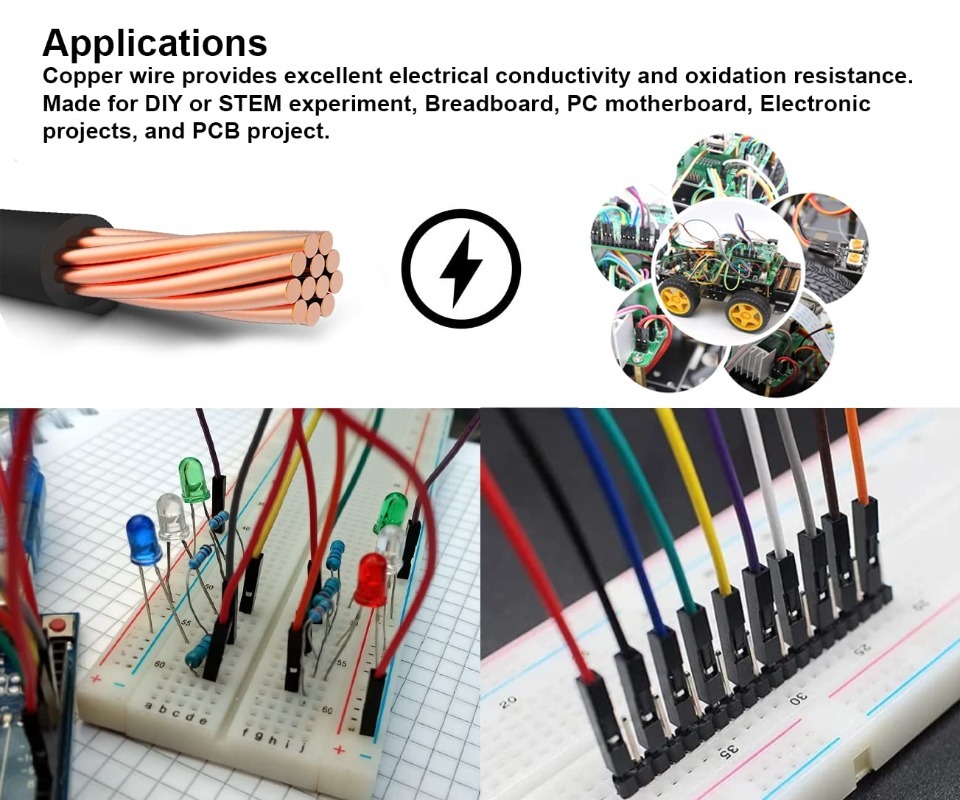 40Pin Dupont Cable Ribbon Jump - огляд і ціна Diy Electronics Breadboard