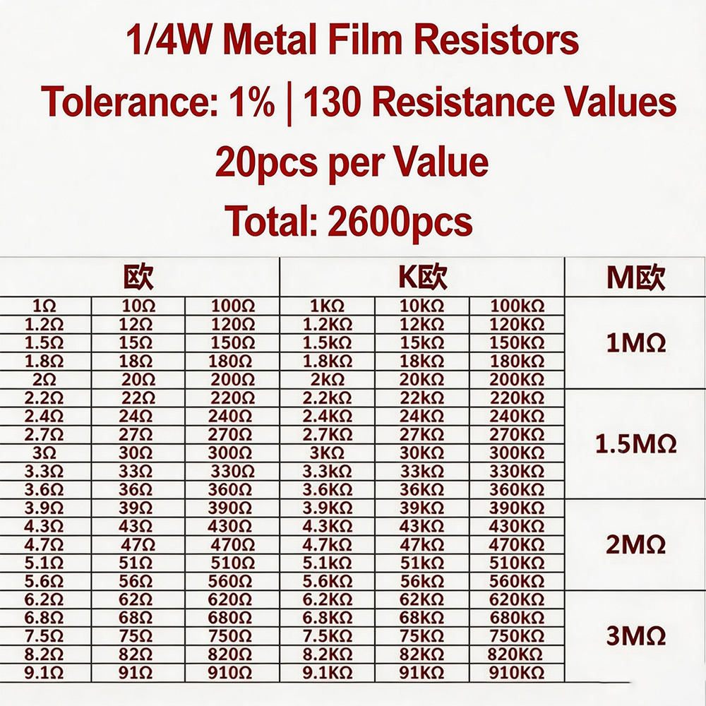 2600pcs Metal Film Resistors A - огляд і ціна Diy Electronics Components Kit