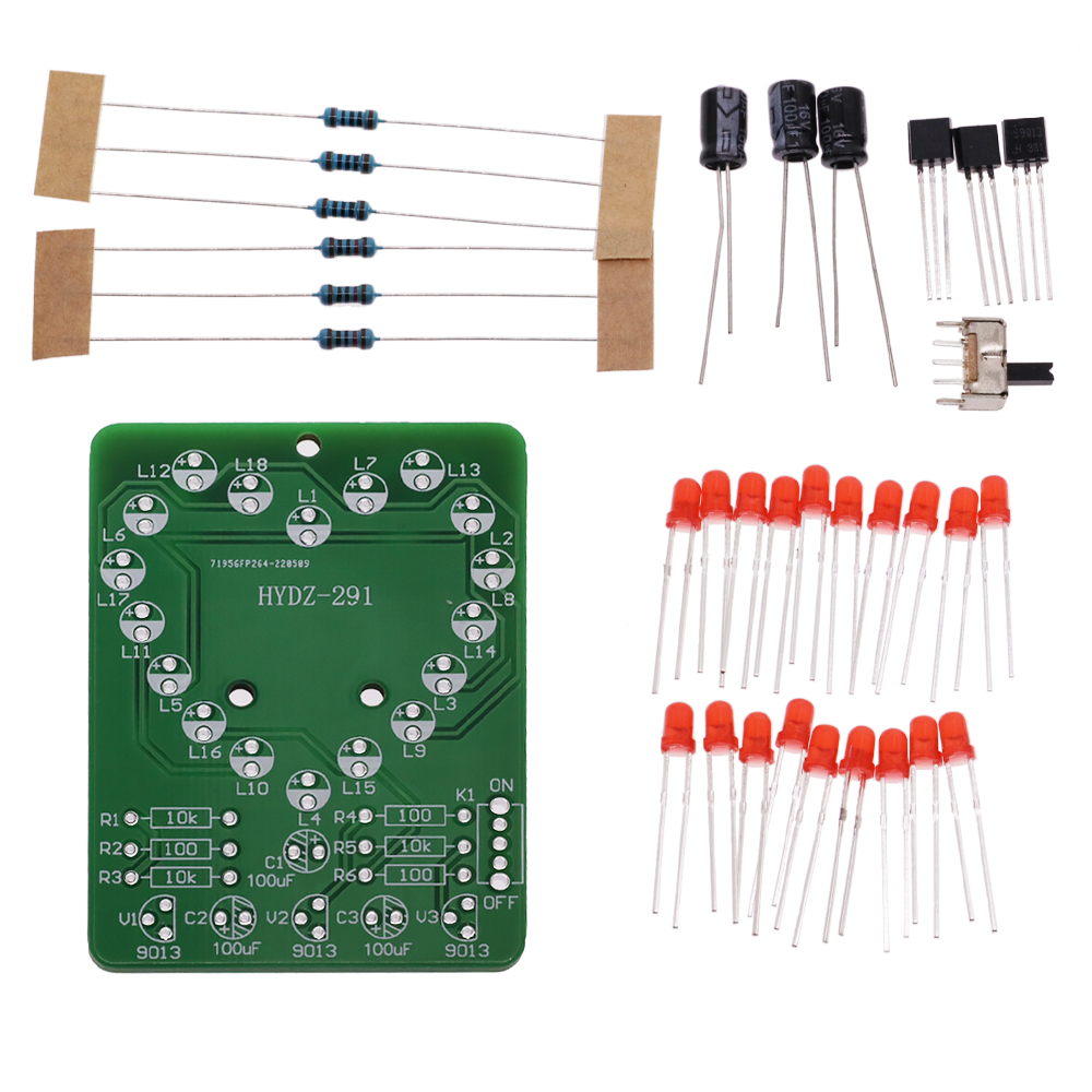 LED Heart-Shaped Running Light - огляд і ціна Diy Electronics Learning Kit
