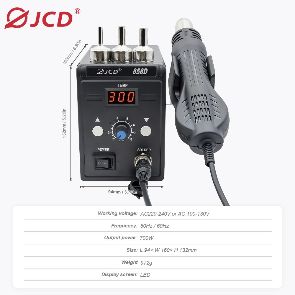 JCD Hot Air Gun 858D 700W BGA  - огляд і ціна Smd Solder Paste